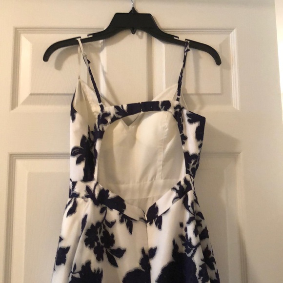 Navy and White Floral Prom Dress - Picture 5 of 8